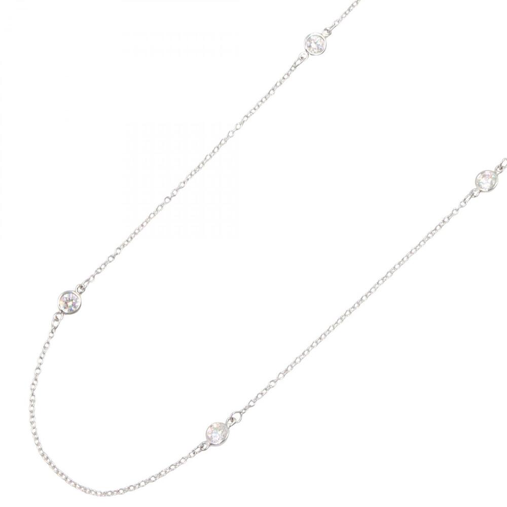 Tiffany Co By the Yard Necklace Platinum Diamonds Silver Clear
